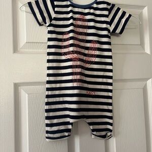 18/24 Rags to Raches Black and White Striped Bodysuit with Red Cactus